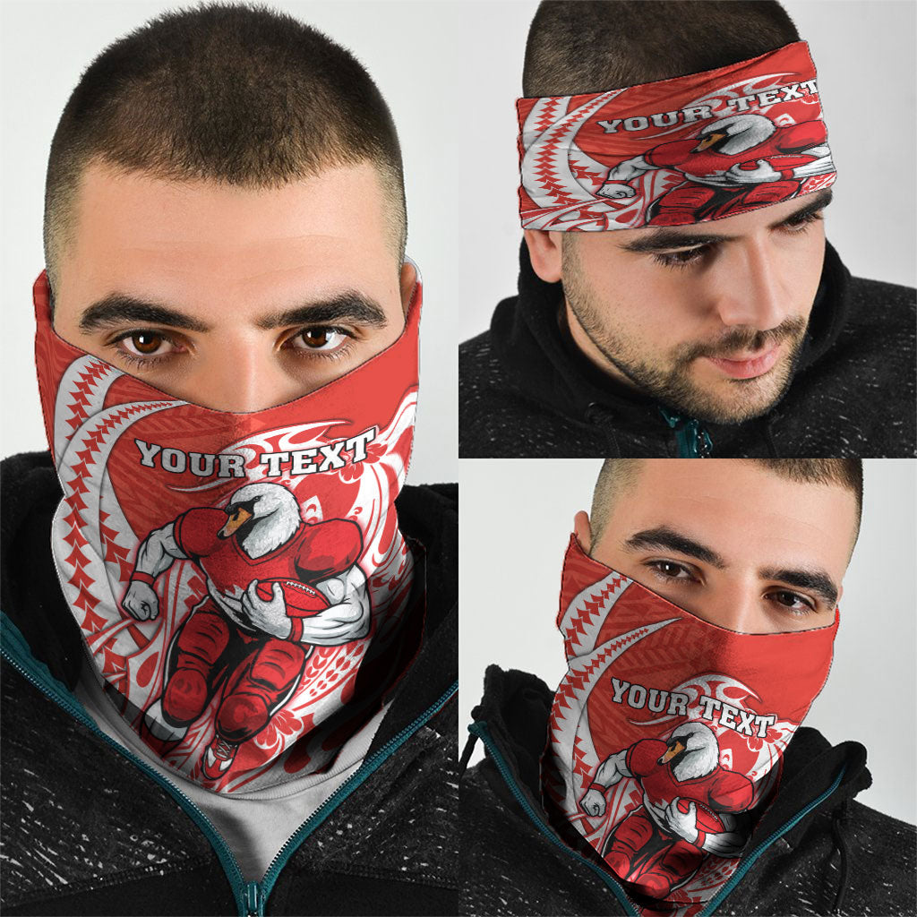 Personalized Sydney Swans Neck Gaiter Polynesian Tribal Swan Mascot With Hibiscus Floral Art