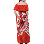 Personalized Sydney Swans Off Shoulder Maxi Dress Polynesian Tribal Swan Mascot With Hibiscus Floral Art