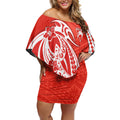 Personalized Sydney Swans Off Shoulder Short Dress Polynesian Tribal Swan Mascot With Hibiscus Floral Art