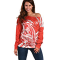 Personalized Sydney Swans Off Shoulder Sweater Polynesian Tribal Swan Mascot With Hibiscus Floral Art