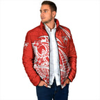Personalized Sydney Swans Padded Jacket Polynesian Tribal Swan Mascot With Hibiscus Floral Art