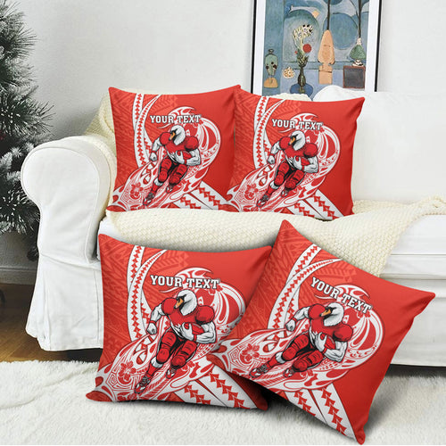 Personalized Sydney Swans Pillow Cover Polynesian Tribal Swan Mascot With Hibiscus Floral Art
