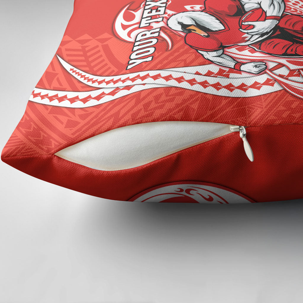 Personalized Sydney Swans Pillow Cover Polynesian Tribal Swan Mascot With Hibiscus Floral Art