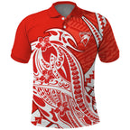 Personalized Sydney Swans Polo Shirt Polynesian Tribal Swan Mascot With Hibiscus Floral Art
