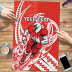 Personalized Sydney Swans Puzzle Polynesian Tribal Swan Mascot With Hibiscus Floral Art