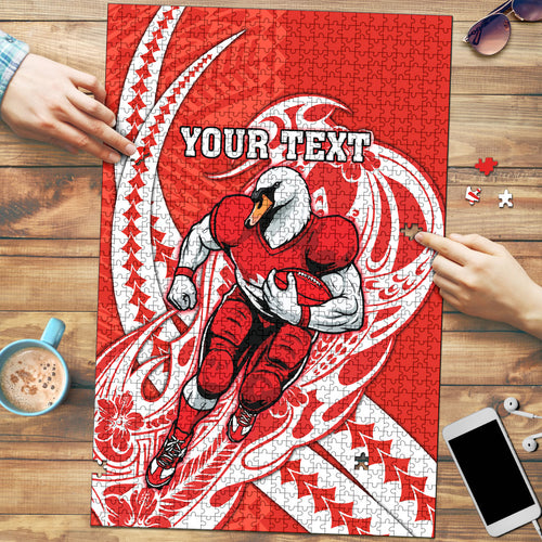 Personalized Sydney Swans Puzzle Polynesian Tribal Swan Mascot With Hibiscus Floral Art
