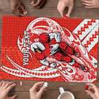 Personalized Sydney Swans Puzzle Polynesian Tribal Swan Mascot With Hibiscus Floral Art