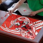 Personalized Sydney Swans Puzzle Polynesian Tribal Swan Mascot With Hibiscus Floral Art