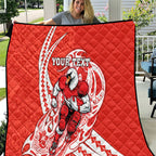 Personalized Sydney Swans Quilt Polynesian Tribal Swan Mascot With Hibiscus Floral Art