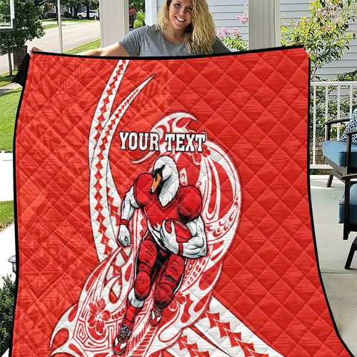 Personalized Sydney Swans Quilt Polynesian Tribal Swan Mascot With Hibiscus Floral Art