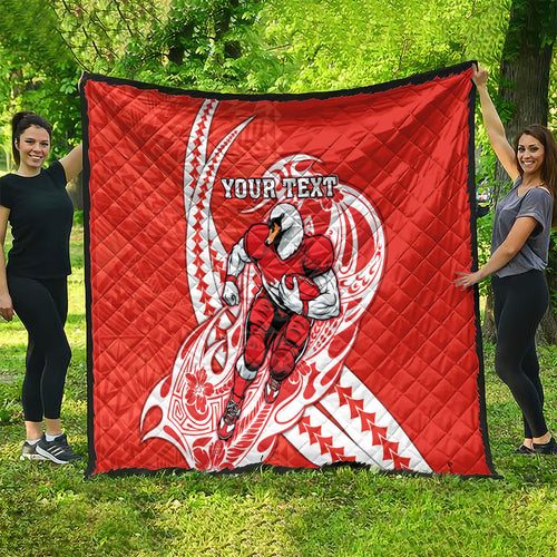 Personalized Sydney Swans Quilt Polynesian Tribal Swan Mascot With Hibiscus Floral Art