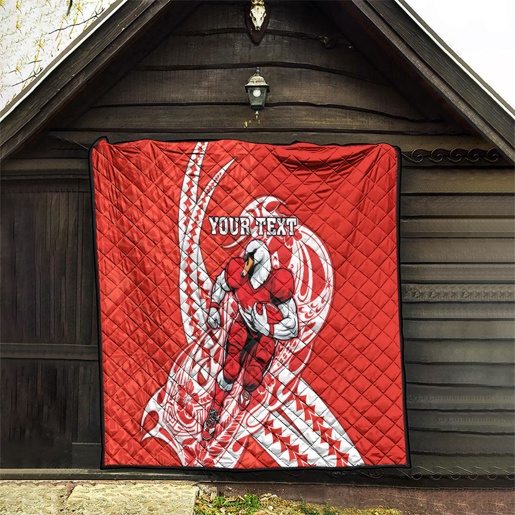 Personalized Sydney Swans Quilt Polynesian Tribal Swan Mascot With Hibiscus Floral Art