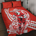 Personalized Sydney Swans Quilt Bed Set Polynesian Tribal Swan Mascot With Hibiscus Floral Art