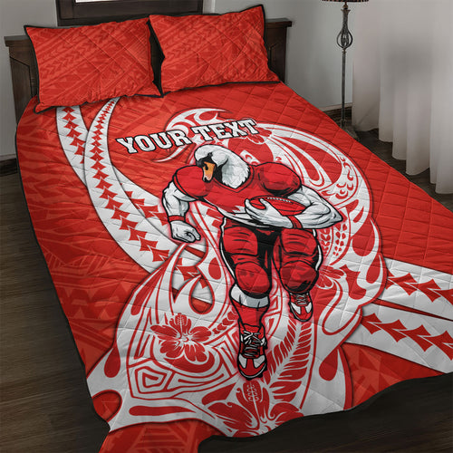 Personalized Sydney Swans Quilt Bed Set Polynesian Tribal Swan Mascot With Hibiscus Floral Art