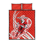 Personalized Sydney Swans Quilt Bed Set Polynesian Tribal Swan Mascot With Hibiscus Floral Art