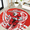 Personalized Sydney Swans Round Carpet Polynesian Tribal Swan Mascot With Hibiscus Floral Art