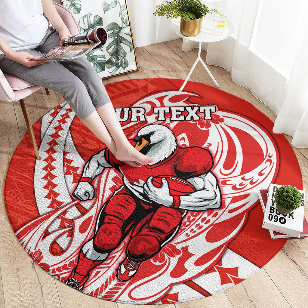 Personalized Sydney Swans Round Carpet Polynesian Tribal Swan Mascot With Hibiscus Floral Art