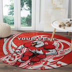Personalized Sydney Swans Round Carpet Polynesian Tribal Swan Mascot With Hibiscus Floral Art