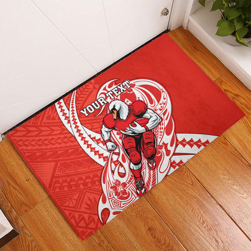 Personalized Sydney Swans Rubber Doormat Polynesian Tribal Swan Mascot With Hibiscus Floral Art