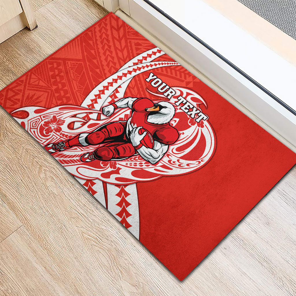 Personalized Sydney Swans Rubber Doormat Polynesian Tribal Swan Mascot With Hibiscus Floral Art