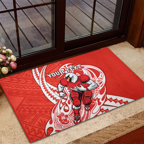 Personalized Sydney Swans Rubber Doormat Polynesian Tribal Swan Mascot With Hibiscus Floral Art