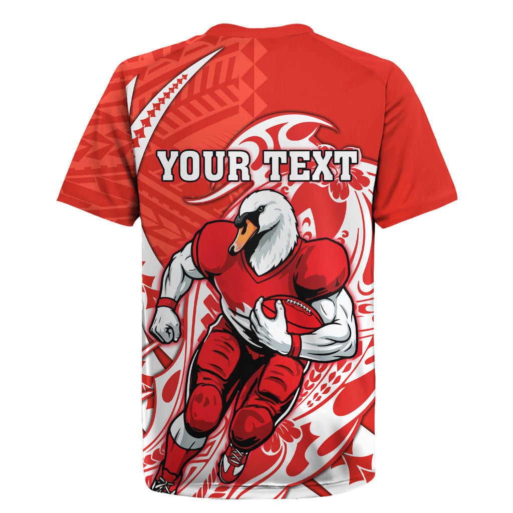 Personalized Sydney Swans Rugby Jersey Polynesian Tribal Swan Mascot With Hibiscus Floral Art