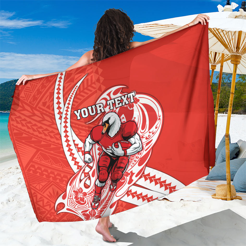 Personalized Sydney Swans Sarong Polynesian Tribal Swan Mascot With Hibiscus Floral Art