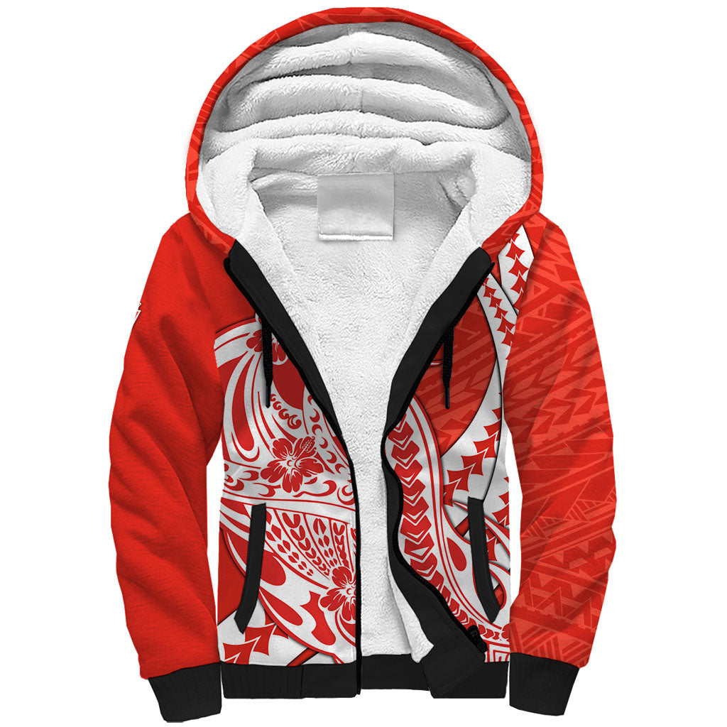 Personalized Sydney Swans Sherpa Hoodie Polynesian Tribal Swan Mascot With Hibiscus Floral Art