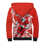 Personalized Sydney Swans Sherpa Hoodie Polynesian Tribal Swan Mascot With Hibiscus Floral Art