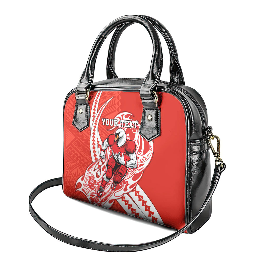 Personalized Sydney Swans Shoulder Handbag Polynesian Tribal Swan Mascot With Hibiscus Floral Art