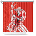 Personalized Sydney Swans Shower Curtain Polynesian Tribal Swan Mascot With Hibiscus Floral Art