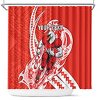 Personalized Sydney Swans Shower Curtain Polynesian Tribal Swan Mascot With Hibiscus Floral Art