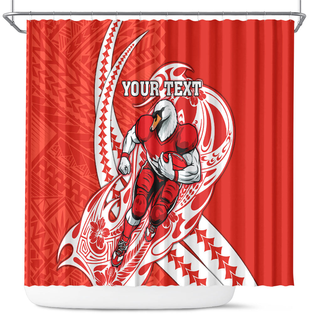 Personalized Sydney Swans Shower Curtain Polynesian Tribal Swan Mascot With Hibiscus Floral Art