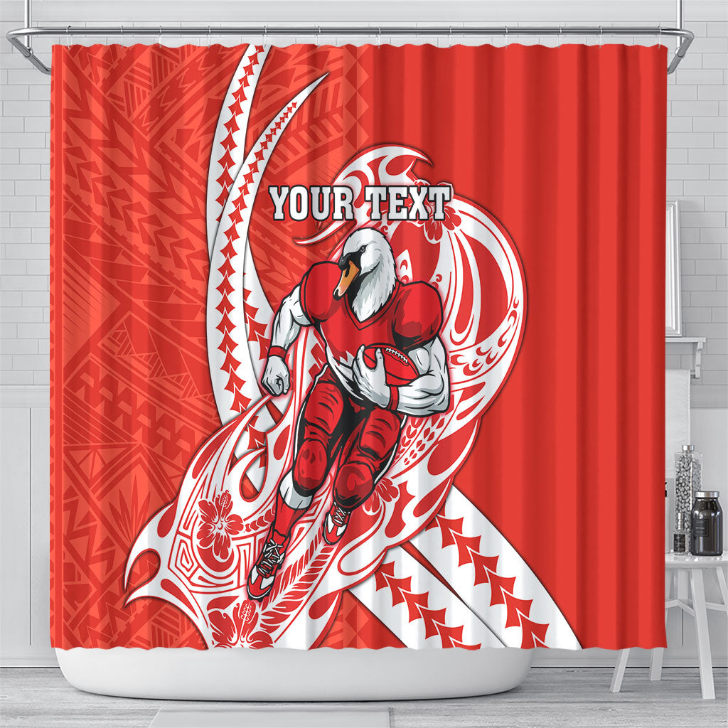 Personalized Sydney Swans Shower Curtain Polynesian Tribal Swan Mascot With Hibiscus Floral Art