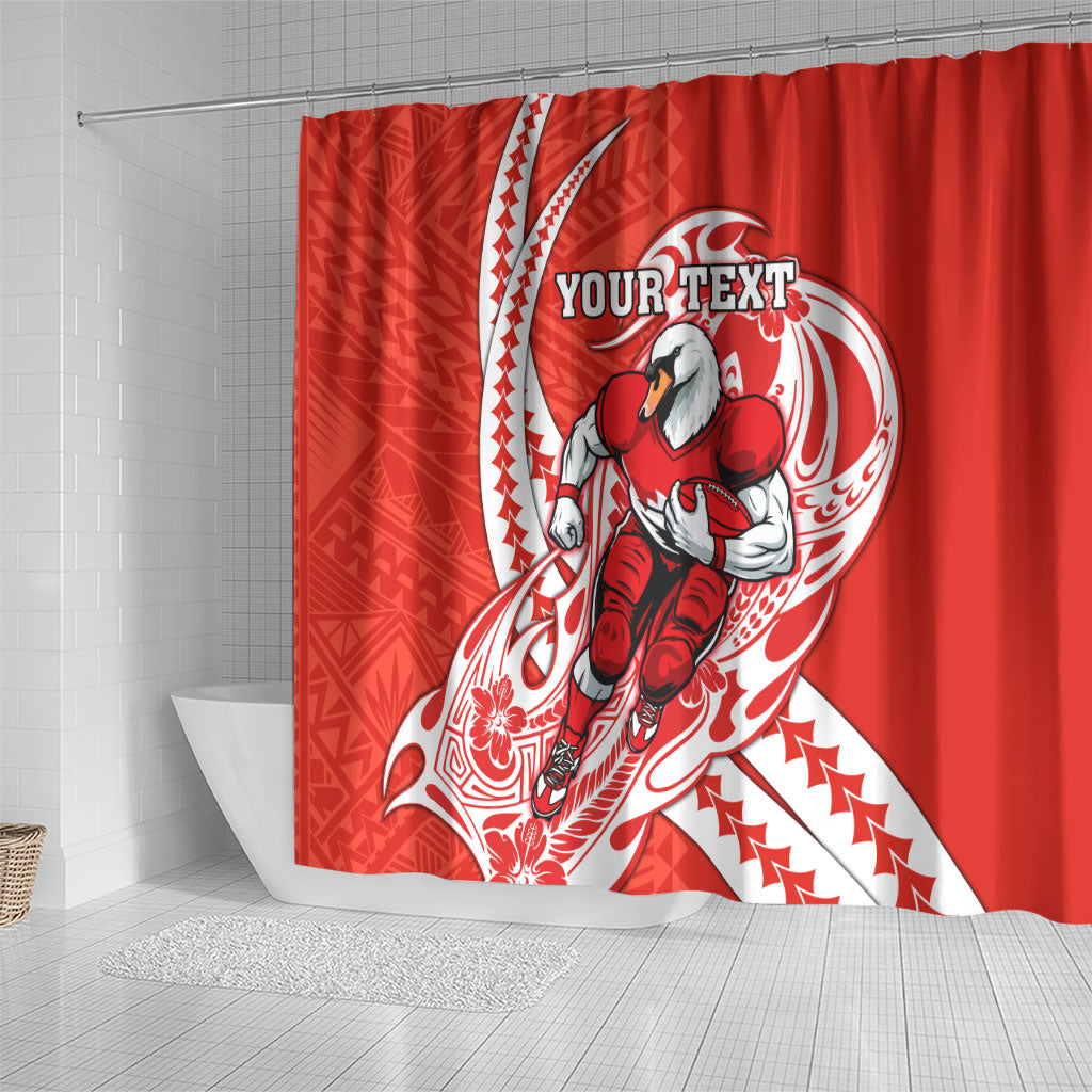 Personalized Sydney Swans Shower Curtain Polynesian Tribal Swan Mascot With Hibiscus Floral Art