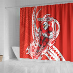 Personalized Sydney Swans Shower Curtain Polynesian Tribal Swan Mascot With Hibiscus Floral Art