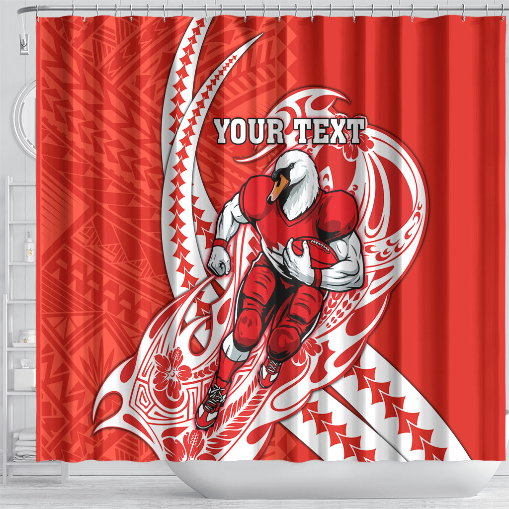 Personalized Sydney Swans Shower Curtain Polynesian Tribal Swan Mascot With Hibiscus Floral Art