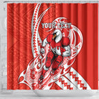 Personalized Sydney Swans Shower Curtain Polynesian Tribal Swan Mascot With Hibiscus Floral Art