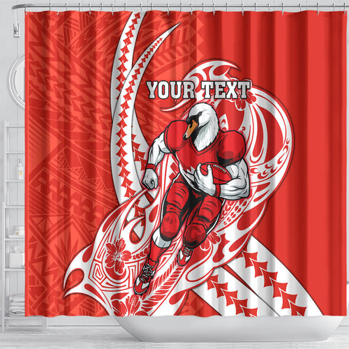 Personalized Sydney Swans Shower Curtain Polynesian Tribal Swan Mascot With Hibiscus Floral Art
