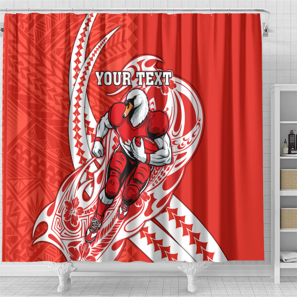 Personalized Sydney Swans Shower Curtain Polynesian Tribal Swan Mascot With Hibiscus Floral Art