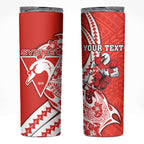 Personalized Sydney Swans Skinny Tumbler Polynesian Tribal Swan Mascot With Hibiscus Floral Art