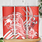 Personalized Sydney Swans Skinny Tumbler Polynesian Tribal Swan Mascot With Hibiscus Floral Art