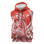 Personalized Sydney Swans Sleeveless Hoodie Polynesian Tribal Swan Mascot With Hibiscus Floral Art