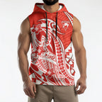 Personalized Sydney Swans Sleeveless Hoodie Polynesian Tribal Swan Mascot With Hibiscus Floral Art