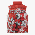 Personalized Sydney Swans Sleeveless Puffer Jacket Polynesian Tribal Swan Mascot With Hibiscus Floral Art