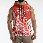 Personalized Sydney Swans Sleeveless Zip Hoodie Polynesian Tribal Swan Mascot With Hibiscus Floral Art