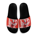 Personalized Sydney Swans Slide Sandals Polynesian Tribal Swan Mascot With Hibiscus Floral Art