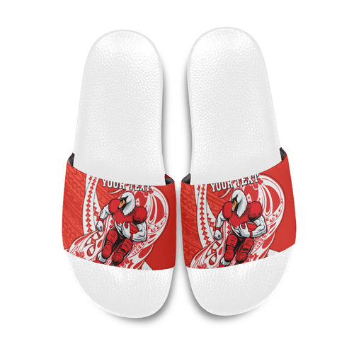Personalized Sydney Swans Slide Sandals Polynesian Tribal Swan Mascot With Hibiscus Floral Art