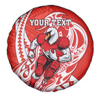 Personalized Sydney Swans Spare Tire Cover Polynesian Tribal Swan Mascot With Hibiscus Floral Art