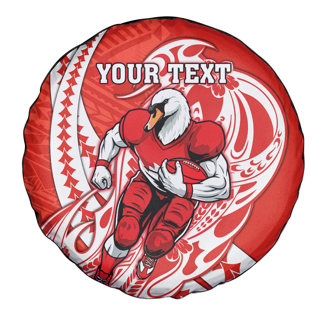 Personalized Sydney Swans Spare Tire Cover Polynesian Tribal Swan Mascot With Hibiscus Floral Art